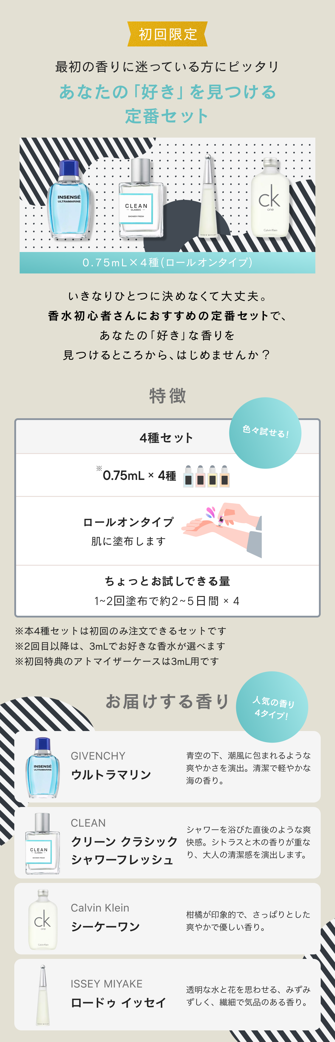 最初の香りに迷っている方にピッタリ あなたの「好き」を見つける定番セット
